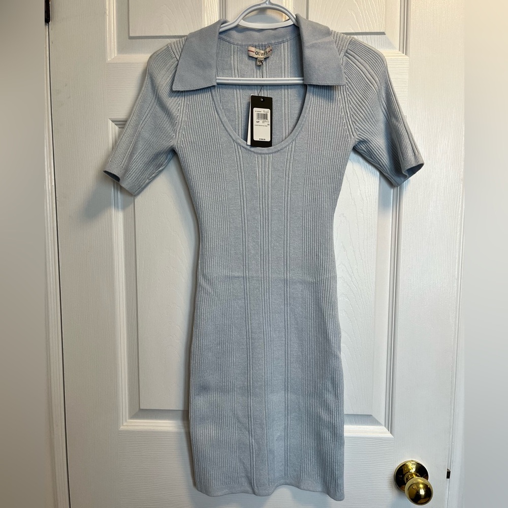 GUESS Light Blue Ribbed Knit Dress - Picture 4 of 6